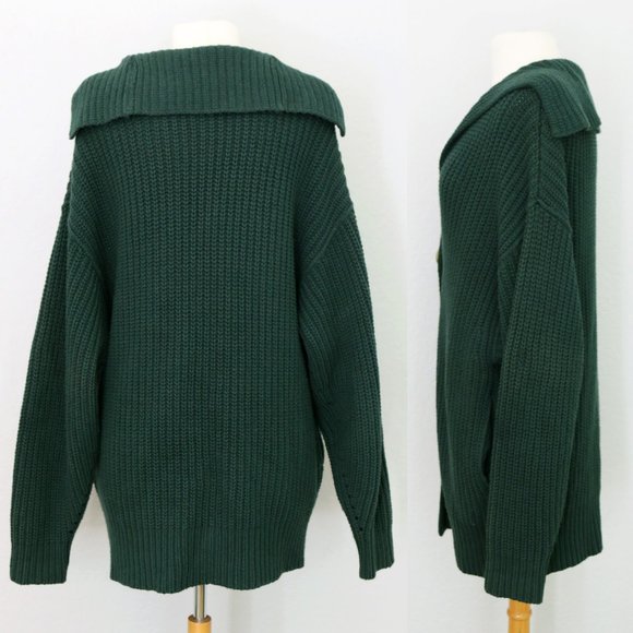Free People Swim Too Deep Collar Longline Cardi Cardigan Hunter Green $158 XS - Picture 3 of 15